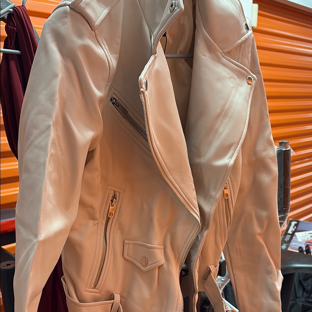 Women's Cream faux Leather Jacket